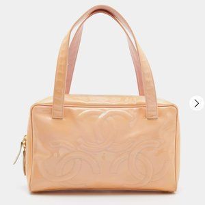 Chanel Peach Patent Leather Triple CC Bag y2k 2000's